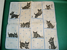 Vintage Black Scotty Dog Hankie Tom Lamb 8.5"x8.5" Has Tears  Stain