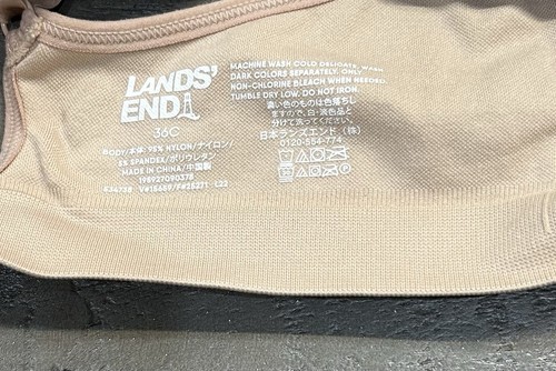LAND’S END Women's T-Shirt Bra Wireless Nude Seamless 534738 Adjustable 36C - Picture 5 of 5