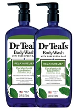 2 PACK Dr Teal's Body Wash Relax and Relief with Eucalyptus Spearmint, 24 fl oz