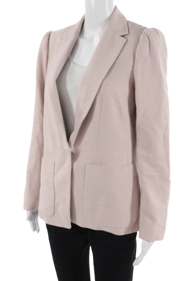 Rebecca Taylor Women Pink Collared Blazer Long Sleeve Size 6 - Image 3 of 4