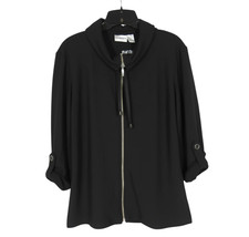 NWT CHICO'S TRAVELRS COLLECTION Black TEXTURED TAB JACKET Zip MOCK NECK 1/US 8