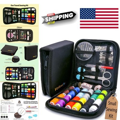 Travel Sewing Kit Small Compact with 12 Thread Spools and Essential Accessories