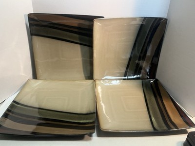 4-Sango AVANTI BLACK 4721    11'' DINNER PLATES. 3087