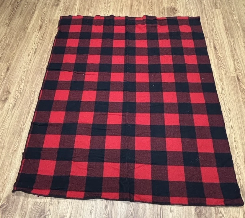 Manta Vintage Marlboro Country Store Mezcla Lana 70"x 58" EE. UU. Rojo Búfalo Cuadros Foto 3 de 4