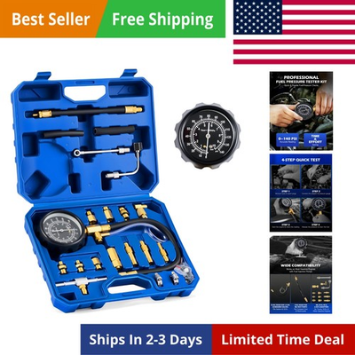 #ad Fuel Pressure Kit Fuel Pressure Tester with 0 140 psi Fuel Pressure Gauge H... $63.99