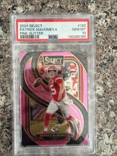 Patrick Mahomes 2024 Panini Select FOTL Pink Glitter/15 PSA GM 10 KC Chiefs