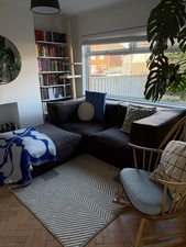 Ferm Living Catena Sofa - 2 Seater + Pouf - Madison Brown Linen Fabric