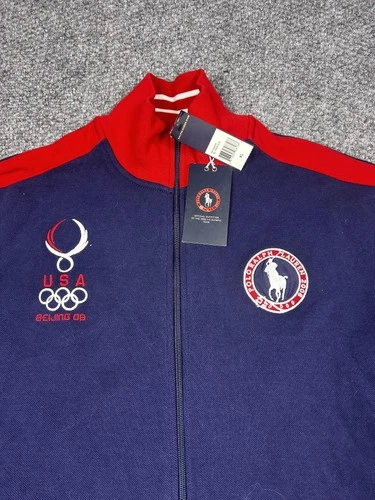 Team USA Jacket Mens XL Navy Red Full Zip Olympics Beijing 2008 Track Top image 2