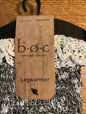 B.O.C BORN & CONCEPT Black White Marled Lace Top Boot Topper Leg Warmer-One Sz