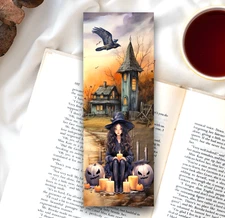 Whimsical Halloween Bookmark  - Fall Witch Themed, Gift For Readers Women Girls