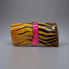 RARE Vtg Roberto Cavalli Y2K Glossy Sunglasses Case Animal Print Hot Pink Strap