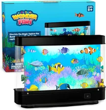 Artificial Fish Tank Virtual Ocean Toy - Mini Office Desk Aquarium Moving Mot...
