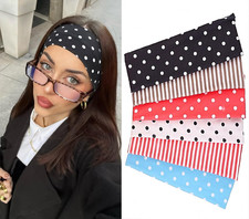 Polka Dot Headband for Women 6 Pack Non Slip Soft Elastic Floral Hairbands Soft