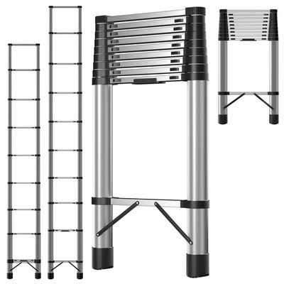 #ad 12.5Ft Telescoping Folding Ladder Stainless Steel Extension Max Capacity 330 lbs $93.97
