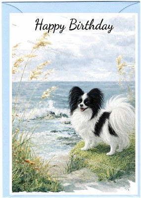 Papillon Schmetterling Hund (4''x 6'') Geburtstagskarte - innen leer - von Starprint