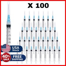 100 Pack 3ml Syringes 23G, 1.0 inch Luer Lock Syringe Individually Packag NEW 