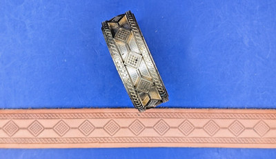 Leather Embossing Machine Roller Sm. Diamond Pattern Rope Edge #5030 Solid Brass