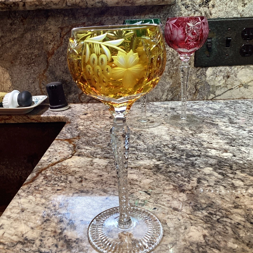 4 Bohemian Cut To Clear Wine Glasses 6 oz. - Image 4 of 4