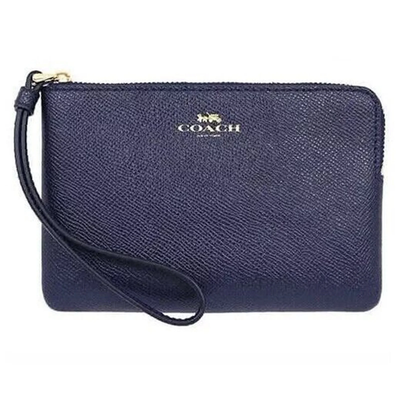 Coach F54626 Crossgrain Leather CornerZip Wristlet Midnight NWOT
