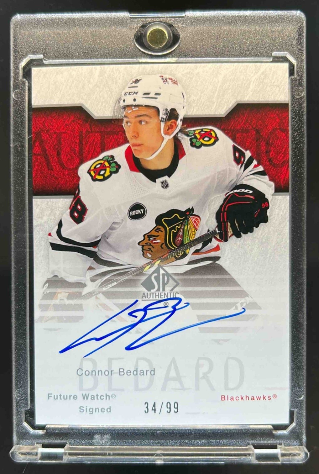 2023-24 SP Authentic Connor Bedard 2003 04 Retro Future Watch Auto #34/99