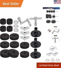 Essential 23PCS Cymbal Accessories Set with Durable Felts and Drum Key - Black