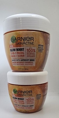 Garnier SkinActive Facial Mask Scrub 2in1 Glow Boost 6.75 fl oz Apricot Lot of 2
