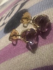 Vintage 14k Yellow Gold Amethyst Stud Earrings