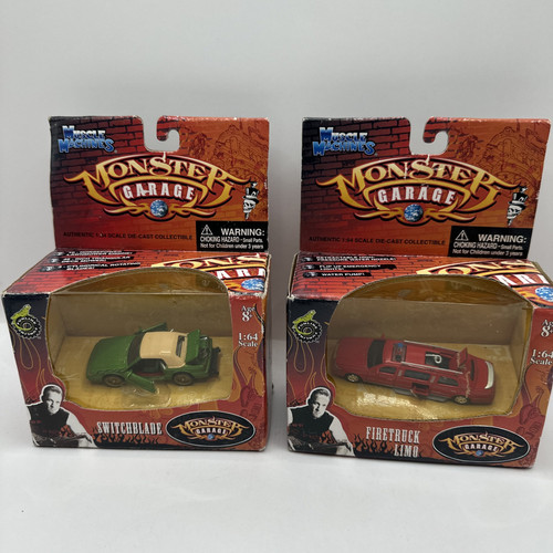 Muscle Machines Monster Garage Switchblade and fire truck limo 1/64 Scale new