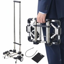 Luggage Cart with 2 Wheels Foldable, Purse Trolley, Portable Travel Dolly Com...