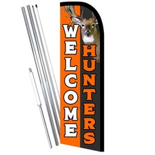Welcome Hunters Premium Windless Feather Flag Bundle Complete Kit OR Optional
