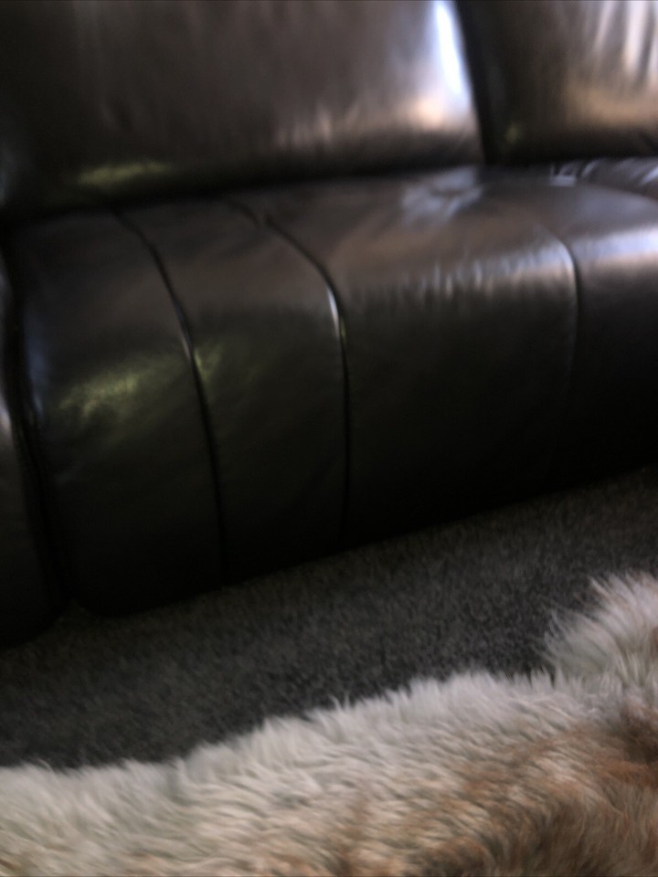 black leather corner sofa Settee eBay