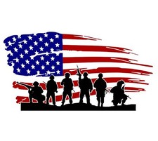 Amaonm Removable Vinyl American Flag and Soldier Wall Decal USA Flag Wall Sti...