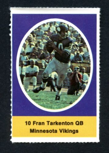 1972 Sunoco NFL Action Player Stamps Fran Tarkenton Minnesota Vikings QB - Imagen 1 de 2