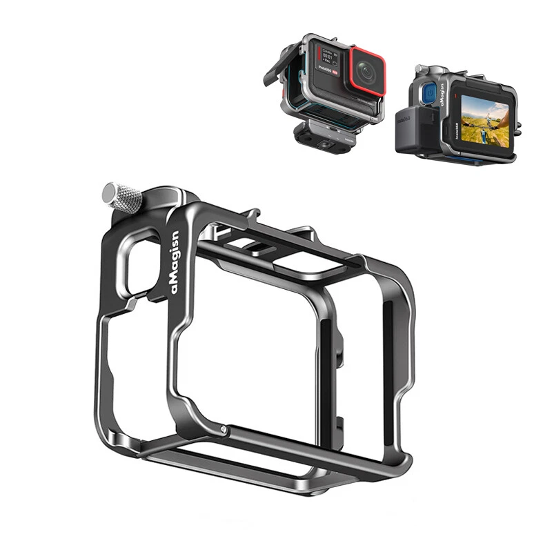 For Insta360 Ace /Ace Pro Camera Cage Metal Protective Frame Case Dual Cold  Shoe