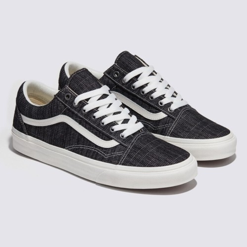 VANS Mens THREADED DEMIM OLD SKOOL VN000CR5Y28 BLACK / WHITE US M 4-10 - 第 1/6 張圖片