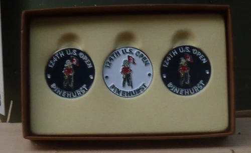 US Open 2024  White & Blue Pinehurst Ball Markers - Good Looking  3pc - Picture 1 of 1