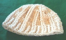 Hand Crotched Children's Winter Hat - Cream Colored
