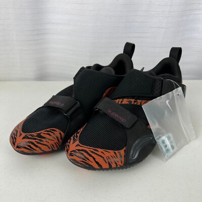 Nike SuperRep Cycling Shoes Womens 8 Orange Black Tiger CJ0775-018 Hook & Loop