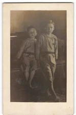 Postcard RPPC Two young brothers posing for a photo Unposted VTG FCP.