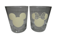"2Er Set Teelicht Glas Windlicht Mit Print \"Minnie+Micky\" Beige Kerzenglas Deko"