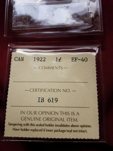 I.C.C.S. GRADED KING GEAORGE-V- 1922 KEY DATE CANADIAN SMALL CENT COIN-PENNY- - Picture 3 of 8