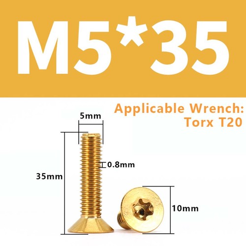 Titanium Bolt M4 M5 M6 Flat Head/Countersunk Socket Cap Screw Bicycle Motorcycle - Picture 48 of 99