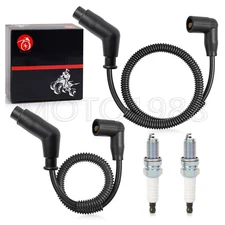 Spark Plug & Wire Cap Kit 15in/24.4in For Bombardier TRAXTER 500 TRAXTER CVT 650