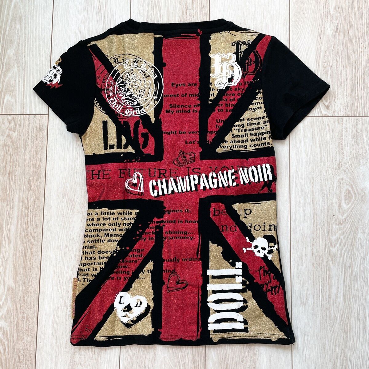 LIZ LISA Doll Union Jack T-shirt Gold Black Gal GYARU Grunge LIZ LISA Doll Union Jack T-shirt Gold Black Gal GYARU Grunge
