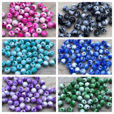 50 Stück Acryl Perlen Acrylperlen rund opak zweifarbig Farbverlauf 8mm Farbwahl