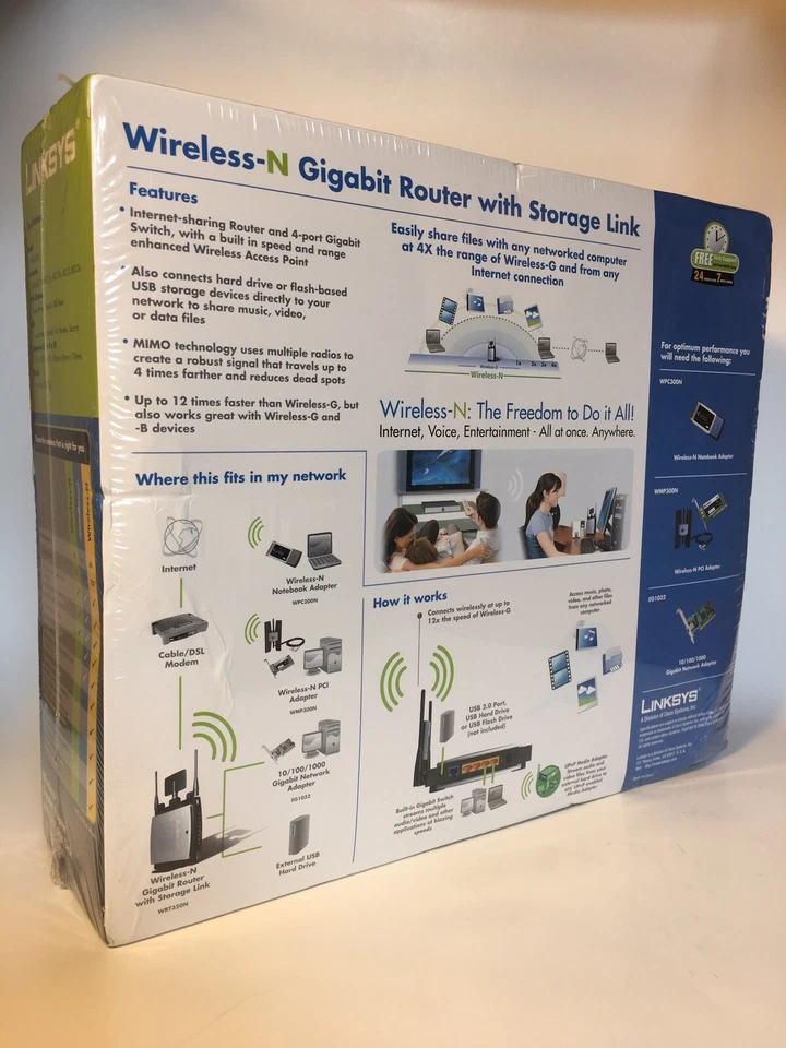 Linksys WRT350N 54 Mbps 4-Port Gigabit Wireless N Router NEW in Box Please Read! - Image 2 of 4