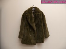 Topshop Dark Green Faux Fur Pea Coat Women's Size 8-10