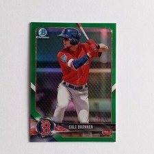 2018 Bowman Chrome Green Refractor #BCP154 Cole Brannen RC 01/99  FIRST ONE MADE