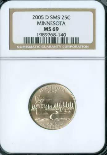 2005 D MINNESOTA STATE QUARTER NGC MS69 SMS FINEST GRADED  *