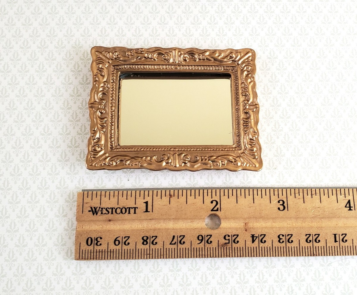 Mini Model Mirror Mini Mirrors For Crafts Dollhouse Mirrors 1:12 Scale - 2pcs Gold Framed ...